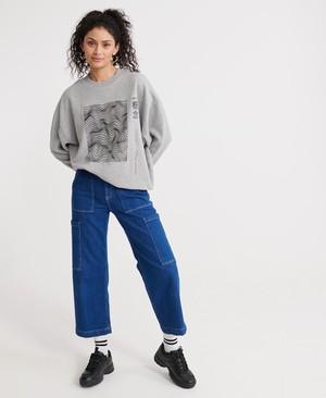 Superdry Slouchy Coded Loopback Női Pulóver Szürke | MUBTY5108